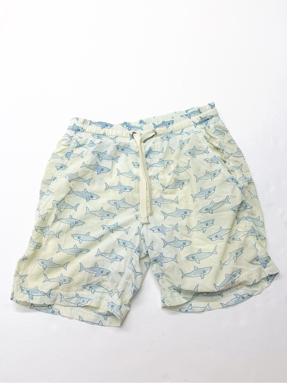 Sweethoney Cream Shark Print Swim Trunks Shorts
